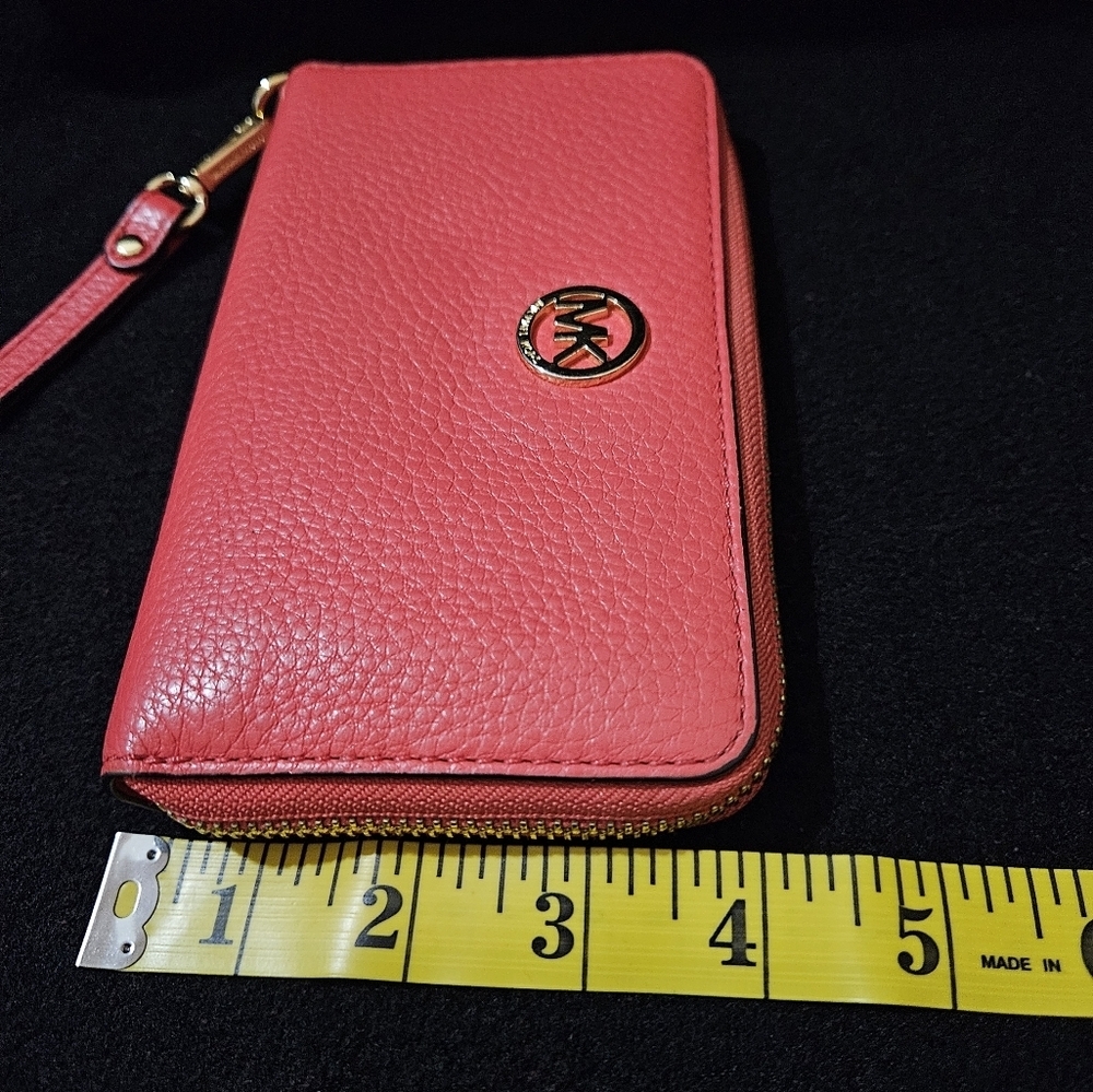 Michael Kors Coral Color Wristlet-Soft Pebble Leather - Picture 15 of 16